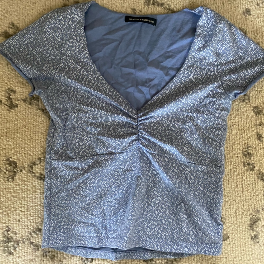 Brandy Melville light blue crop shirt